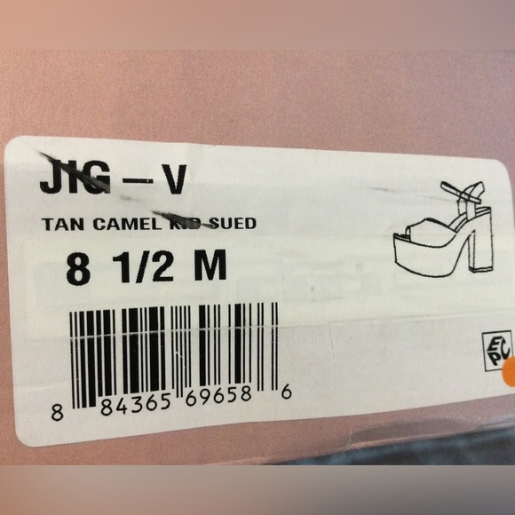 Lisa Vicky Jig Camel Kid Suede Platform Block Heeled Sandals Size 8.5 - Picture 12 of 12